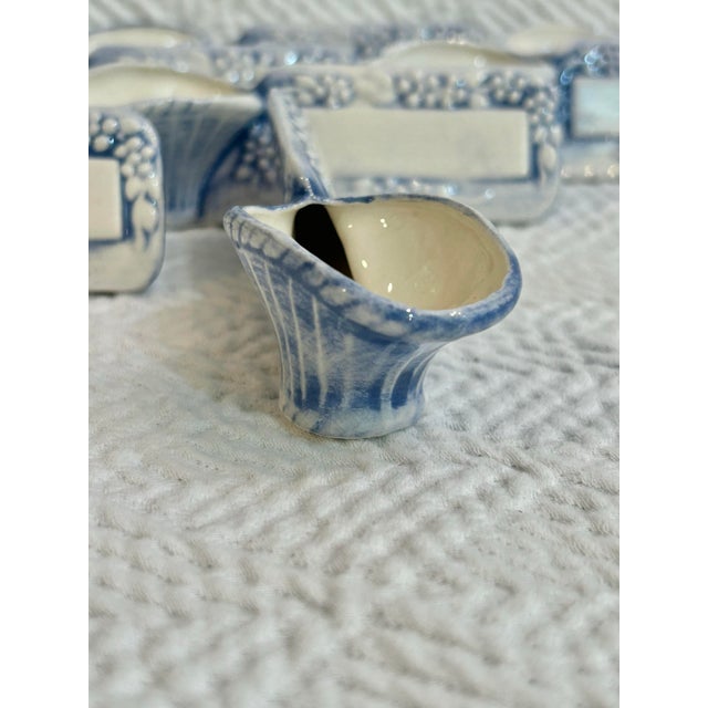 1978 Duncan Enterprises Blue and White Porcelain Table Place Holders - A Set of 10 For Sale - Image 4 of 7