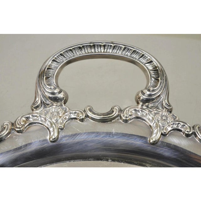 Vintage Alpacca Victorian Silver Plated (2) Handle Oval Serving Platter Bar Tray For Sale - Image 10 of 10