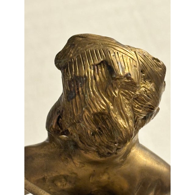 1980s Vintage Cast Brass Wine Grape Harvest Sculpture Statue of a Young Man For Sale - Image 4 of 12