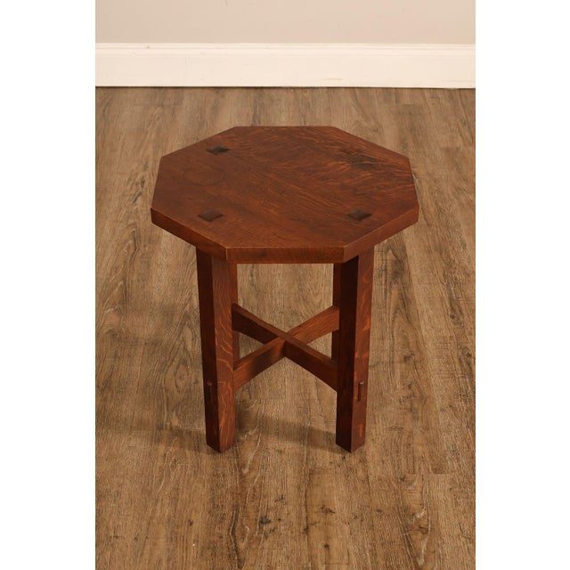 Stickley Mission Collection Oak Octagonal Tabouret Table For Sale - Image 13 of 18