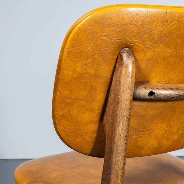 Tan Large French Oak Upholstered Dining Chair, 1970s For Sale - Image 8 of 13