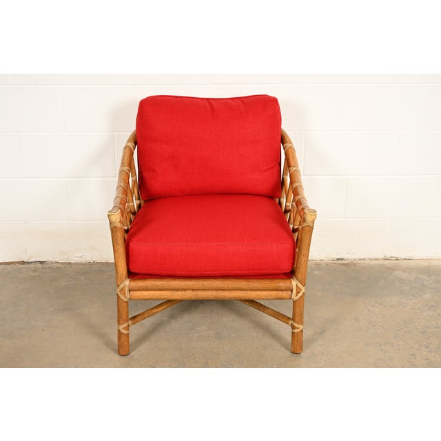 Mid-Century Modern McGuire Mid-Century Hollywood Regency Bamboo Rattan Lounge Chair For Sale - Image 3 of 15