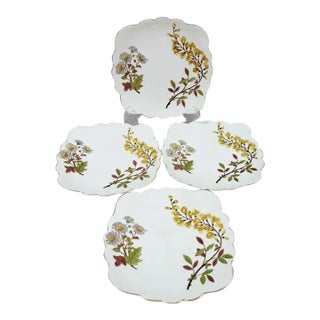 Austrian Marx & Gutherz Carlsbad Floral Luncheon Plates – Set of 4, Ca. 1890–1900 For Sale