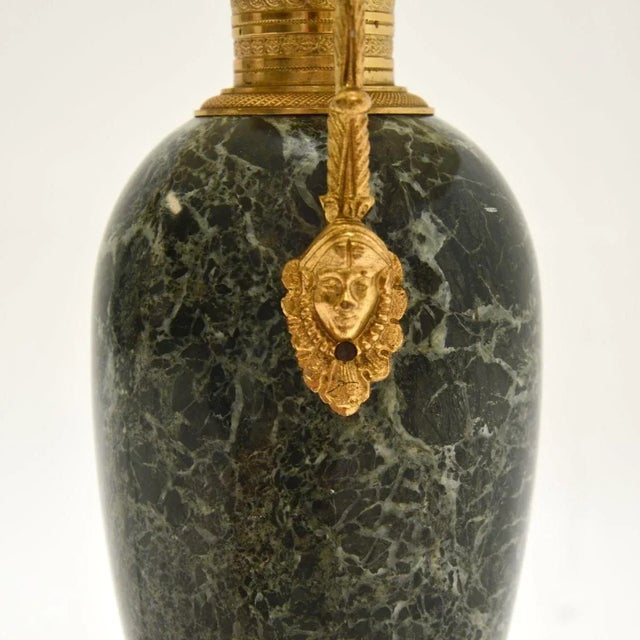 Metal Antique French Marble and Gilt Metal Table Lamp, 1890s For Sale - Image 7 of 10