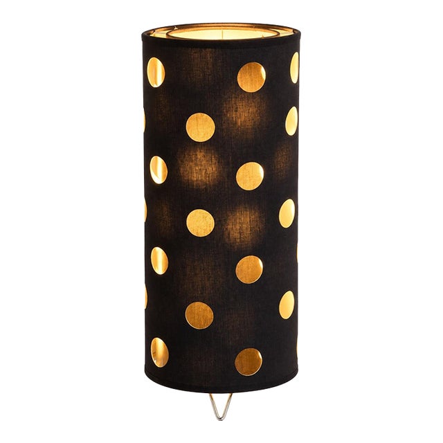 Vintage Space Age Black Perforated Cylinder Table Lamp For Sale