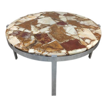 Mid-Century Stone, Onyx, and Marble Coffee Eclectic Table, 1960s For Sale
