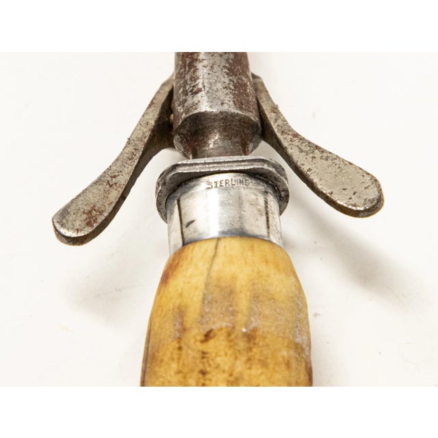 Mid 20th Century Sterling Silver and Antler Handle Carving Set- 2 Pieces For Sale - Image 4 of 13