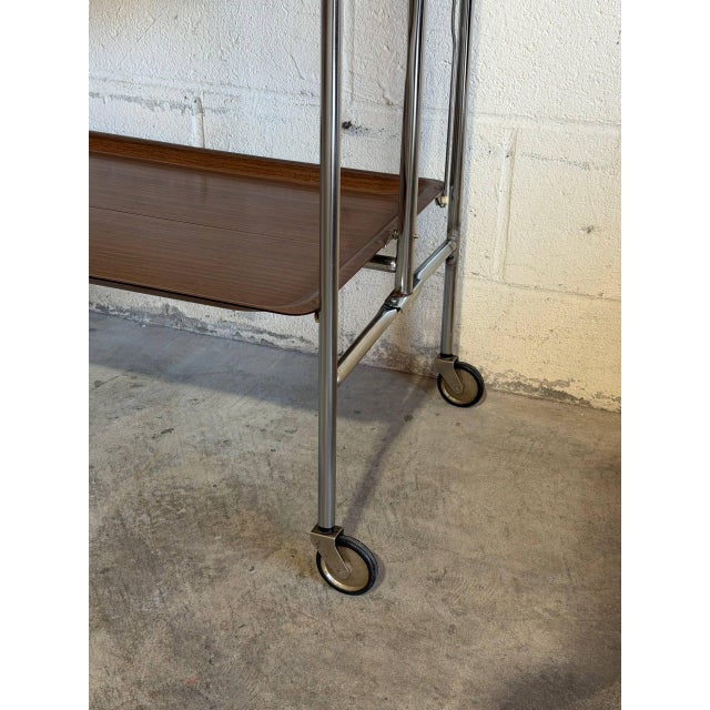 1960s Teak Folding Two-Tier Bar Cart Germany Mid-Century Modern 1960s For Sale - Image 5 of 11