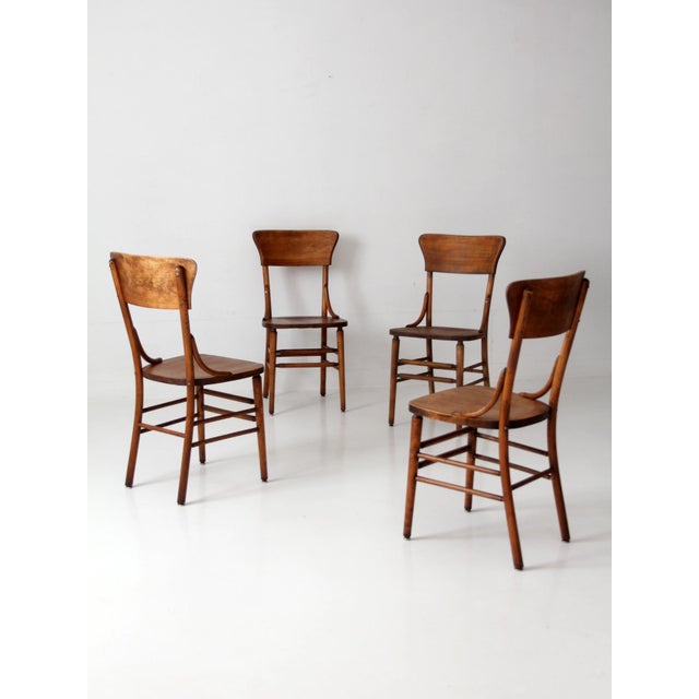 Brown Antique Crocker Bentwood Dining Chairs Set 4 For Sale - Image 8 of 16