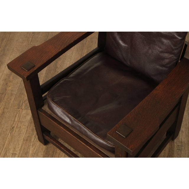 Wood Antique Mission Oak Lounge Chair For Sale - Image 7 of 12