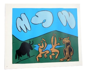 Pablo Picasso Linocut with Black Bull,1962