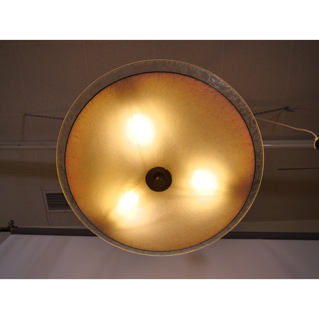 Gold Mid-Century Three-Light Ceiling Lamp in Textured Glass, 1950s For Sale - Image 8 of 16