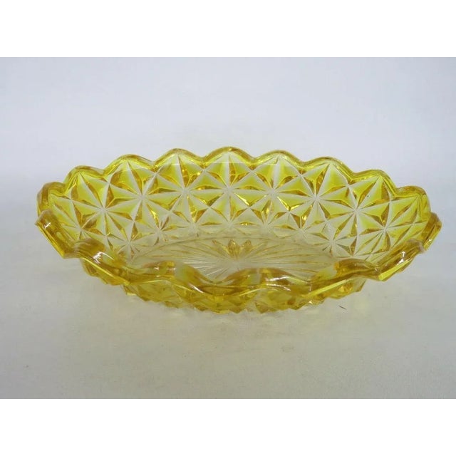 Yellow Gold Amber Glass Diamond Pattern Candy Nut Dish Bowl For Sale - Image 10 of 11