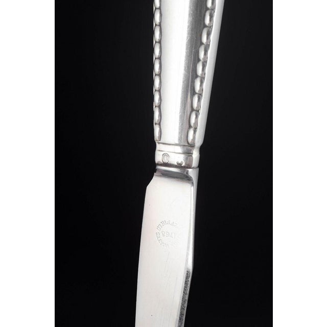Knives in Silver and Stainless Steel with Beaded Pattern by Georg Jensen, 1930s, Set of 3 For Sale - Image 4 of 6