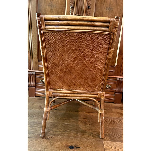 English British Colonial Rattan Arm Chair by Palecek/Ethan Allen For Sale - Image 3 of 5
