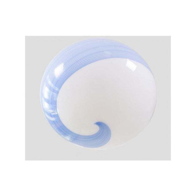 Glass Blown Glass Pendant Lamp with Sky-Blue Spiral Decoration, Italy, 1970s For Sale - Image 7 of 8