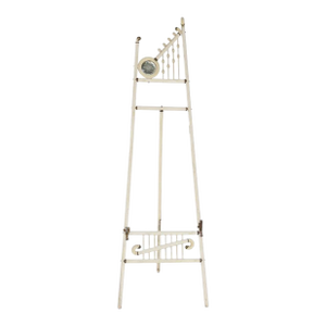 Antique Stick & Ball Art Display Easel With Mirror, Scrolls & Brass Caps C1910