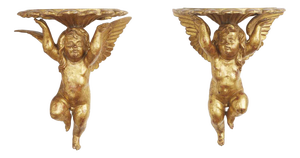 Gilded Shelves with Putti, 1800, Set of 2
