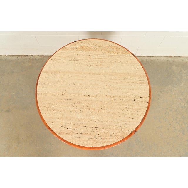 Late 20th Century Baker Furniture Italian Provincial Pine and Travertine Top Tea Table or Center Table For Sale - Image 5 of 12