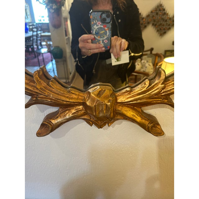 French Vintage Giltwood Oval Wall Mirror For Sale - Image 3 of 8