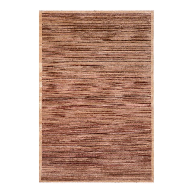 Shabby Chic Gabbeh Tan/Beige Wool Rug - 6'1'' X 8'9'' For Sale
