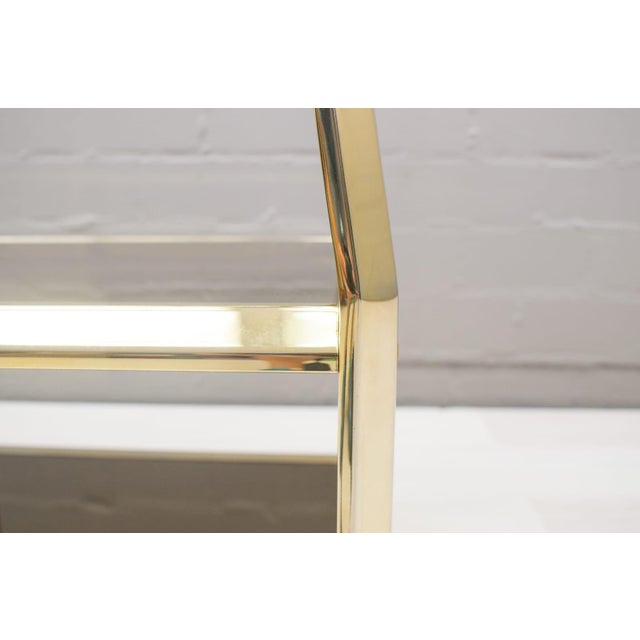 Hollywood Regency Pyramid Shelves in Gilt Brass & Smoked Glass, 1960s For Sale - Image 9 of 15