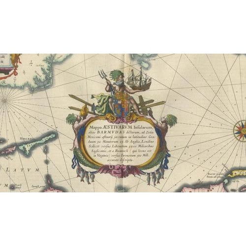 Hand-Colored Bermuda Map with Somers Isles from Blaeu, 1642 For Sale - Image 4 of 12