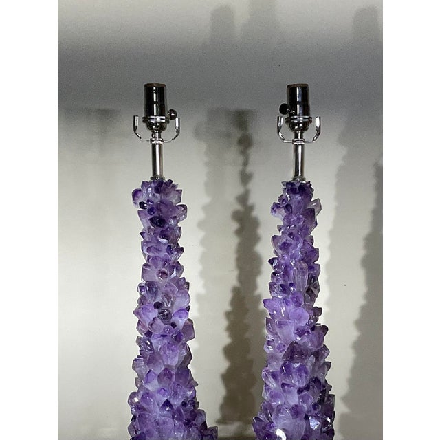 2020s One of a Kind Pair of Original Amethyst Crystal Table Lamps by - Joseph Malekan For Sale - Image 5 of 18