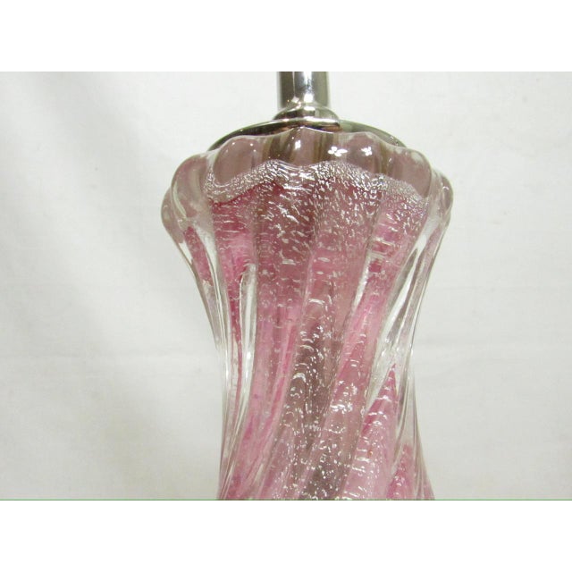 Pair of Vintage Rose Murano Glass Lamps For Sale - Image 16 of 18