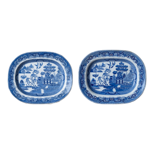 A Pair of English Blue Willow Platters