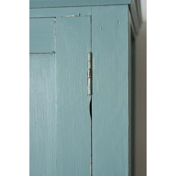 Blue Early 1900's Blue Painted English Pine Paneled Cabinet For Sale - Image 8 of 9