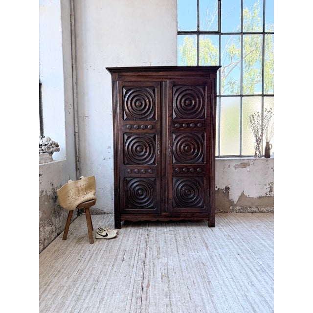 Basque Oak Wardrobe by Dudouyt, 1950s For Sale - Image 6 of 18