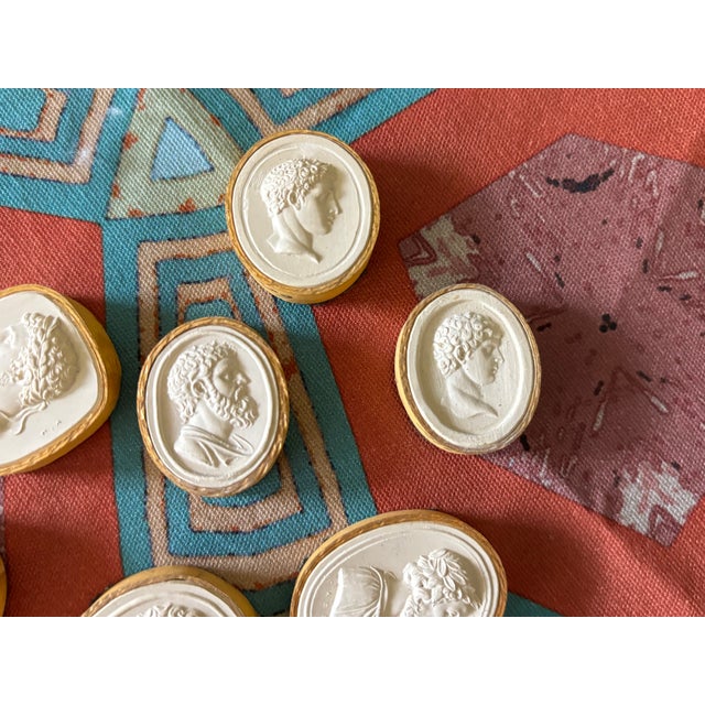 Antique Italian Grand Tour Plaster Intaglios of Roman Emperors & Classical Figures - Set of 12 (Group #12) For Sale - Image 9 of 12