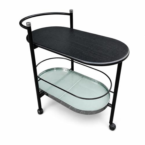 Black Oval Drinks Trolley, 1980s For Sale - Image 4 of 6