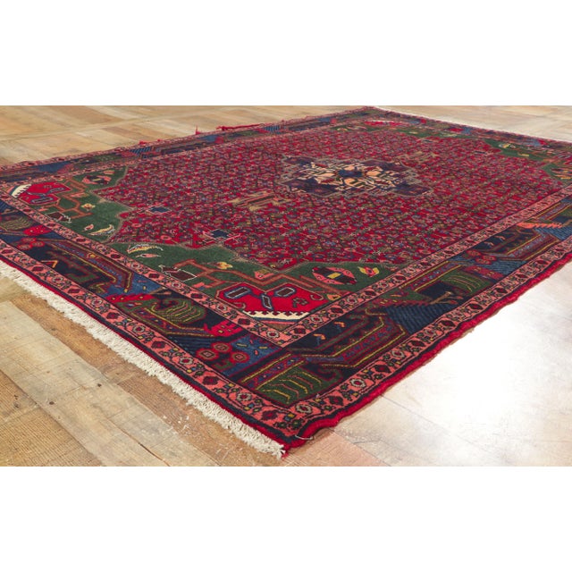 Textile Vintage Persian Hamadan Rug - 05'04 x 07'09 For Sale - Image 7 of 10