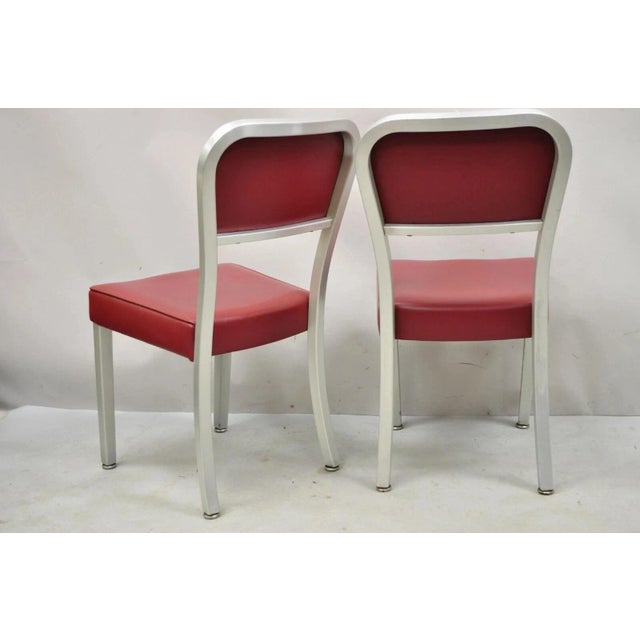 Red Mid 20th Century Vintage General Fireproofing GoodForm Aluminum Red Vinyl Side Chairs - A Pair For Sale - Image 8 of 11