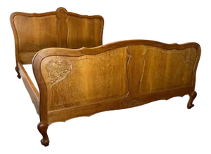 Vintage Louis XV French Oak Double Bed