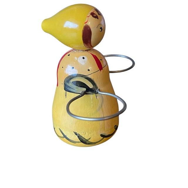 Tan Early 20th Century Asian Village Girl With Eggs Antique Salt and Pepper Shakers Set - 3pcs For Sale - Image 8 of 8