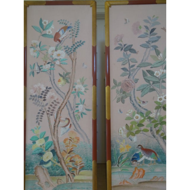 Chinoiserie Vintage Hand Painted Chinese Panels - Set of 2 For Sale - Image 3 of 7