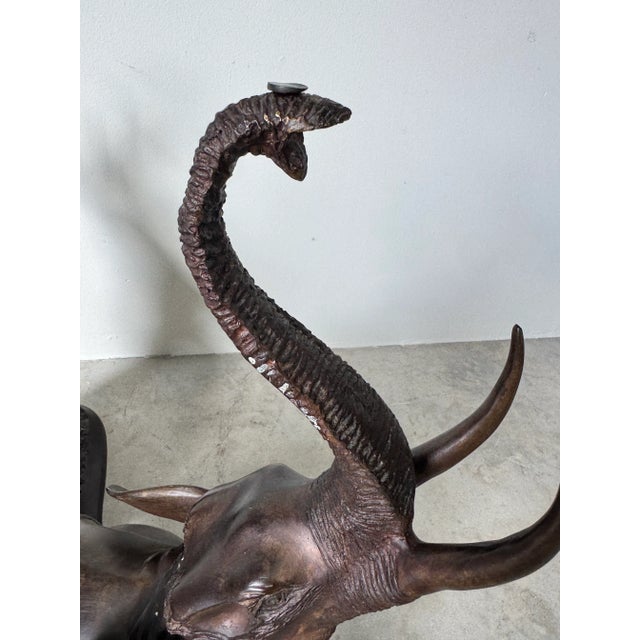 Maitland Smith Bronze Three-Elephant Dining Table Base For Sale - Image 4 of 12