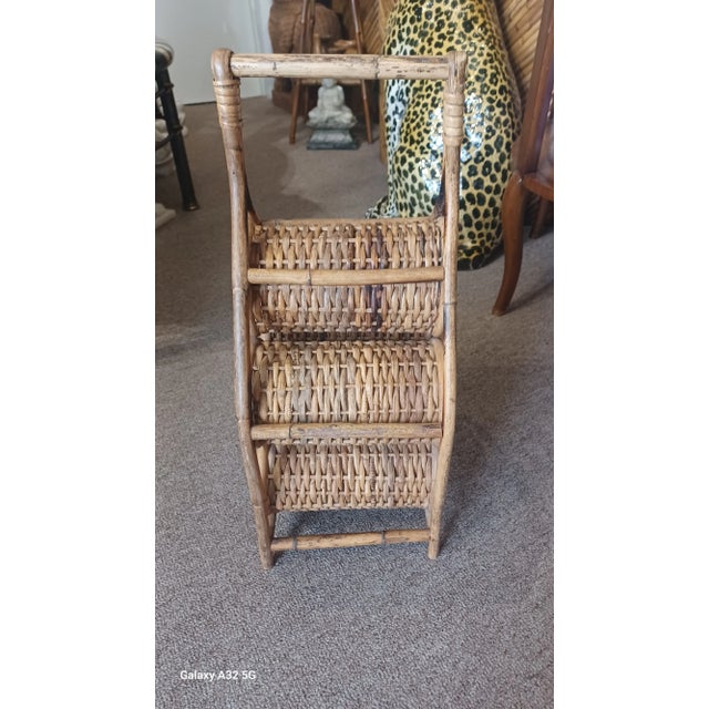 Boho Chic Vintage Sculptural Rattan 5-Bottle Wine Rack For Sale - Image 3 of 3