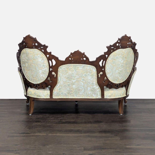 1980s Hausske-Harlen 1981 Rococo Revival Carved Wood & Gilt Triple-Back Loveseat For Sale - Image 5 of 8
