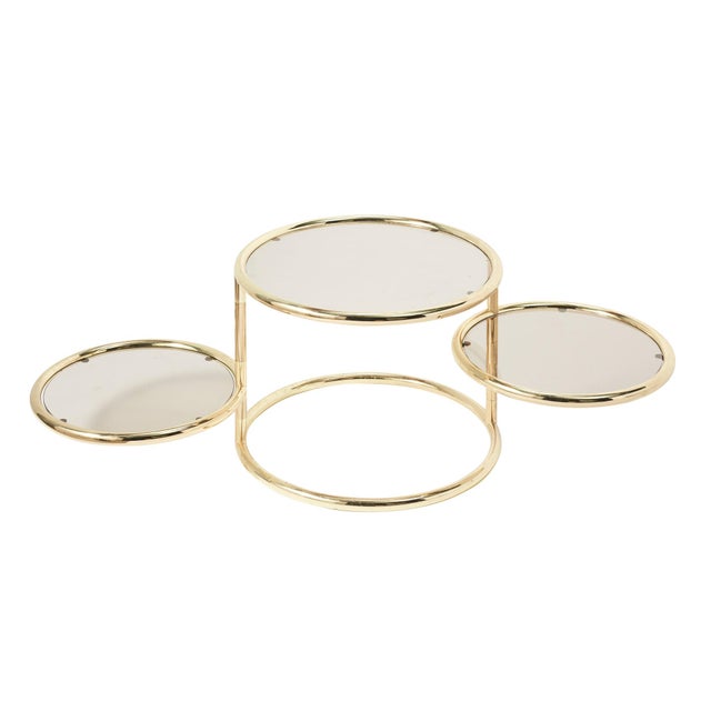 Schumacher Mid-Century Modern Schumacher Brass End Table With Three Tiered Shelves For Sale - Image 4 of 7