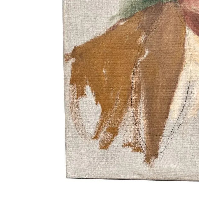 1960s 1960s Outsider Portrait Painting of a Man in Green on Canvas For Sale - Image 5 of 7