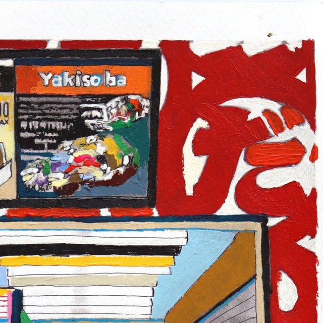 Figurative Tokyo Central - Original Japanese City Scene Mixed Media Art on Paper For Sale - Image 3 of 6