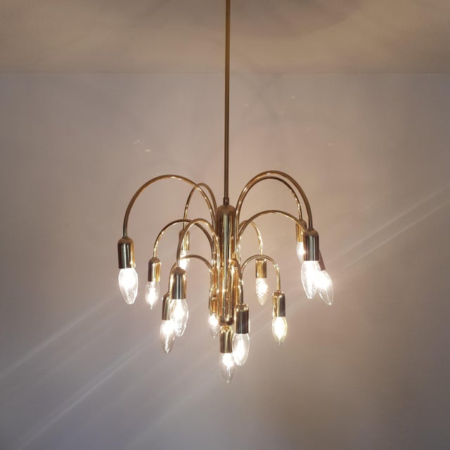 Brass Mid-Century Sölken Leuchten 13-Arm Chandelier, Germany 1970s For Sale - Image 8 of 12
