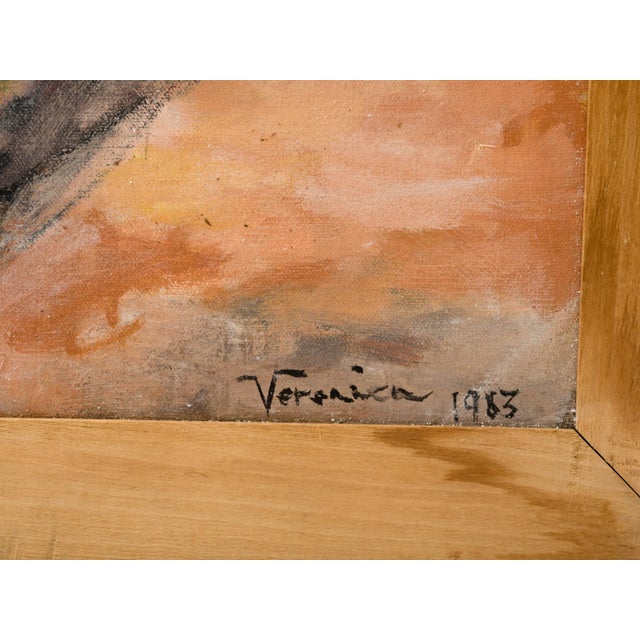 Surrealist Mediterranean Beach Scene Painting, circa 1983 For Sale - Image 10 of 11