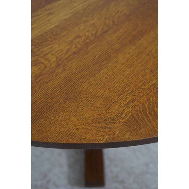 Stickley Round Mission Oak Dining Room Table For Sale In Philadelphia - Image 6 of 18