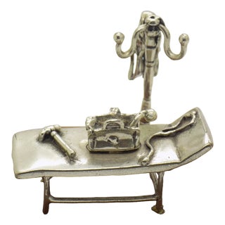 Vintage Italian Silver Doctors Cabinet Scene on Wooden Base attributed to Sacchetti, 1970s For Sale