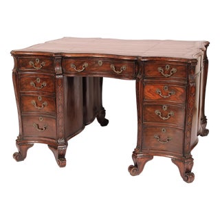 Antique George II Style Mahogany Leather Top Partners Desk For Sale